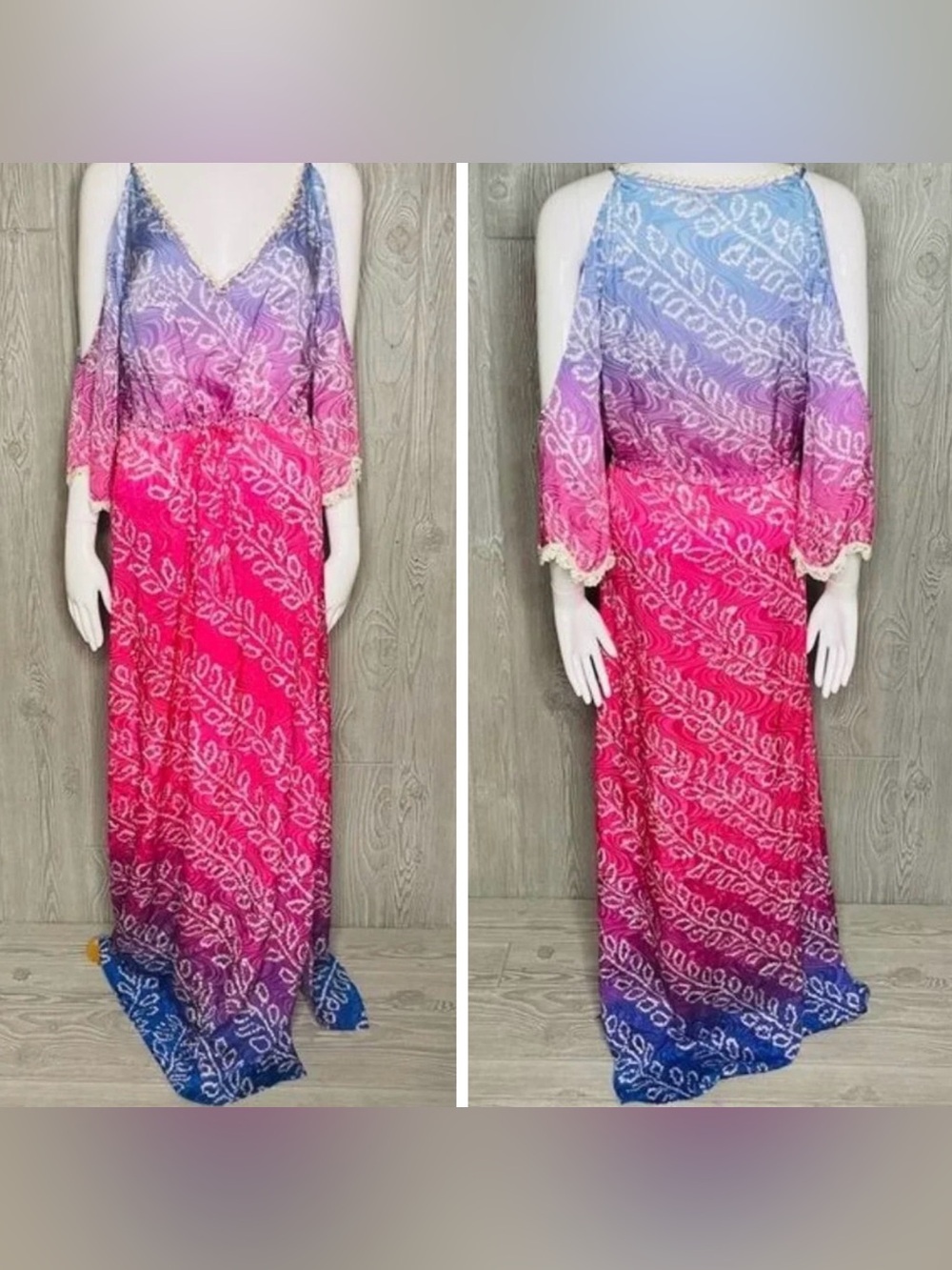 NWT Calypso st Barth Maxi Silk Tropical Ombre Beach Dress Sundress Sz S